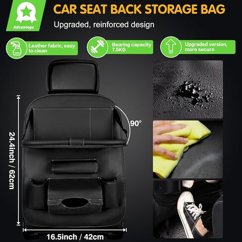 عبوتان من منظم المقعد الخلفي للسيارة، مع حامل للكمبيوتر اللوحي من جلد البولي يوريثان، 8 جيوب تخزين منظم تخزين السيارة مع صينية طعام قابلة للطي، تستخدم لتخزين ألعاب الأطفال والمجلات والمظلات in Kuwait