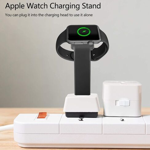 M13 2 in 1 Magnetic Wireless Charging Station,Qi Certified Charging Pad, Ultra Thin with QC3.0 Adapter for Dual Devices iPhone 14 13 Pro Max/Apple Watch Series8/Ultra/SE/7/6/5/4/3 (White) in Kuwait