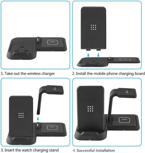 M13 2 in 1 Magnetic Wireless Charging Station,Qi Certified Charging Pad, Ultra Thin with QC3.0 Adapter for Dual Devices iPhone 14 13 Pro Max/Apple Watch Series8/Ultra/SE/7/6/5/4/3 (White) in Kuwait