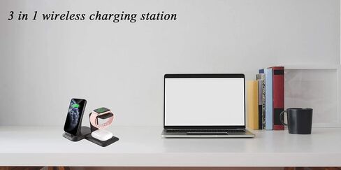 M13 2 in 1 Magnetic Wireless Charging Station,Qi Certified Charging Pad, Ultra Thin with QC3.0 Adapter for Dual Devices iPhone 14 13 Pro Max/Apple Watch Series8/Ultra/SE/7/6/5/4/3 (White) in Kuwait