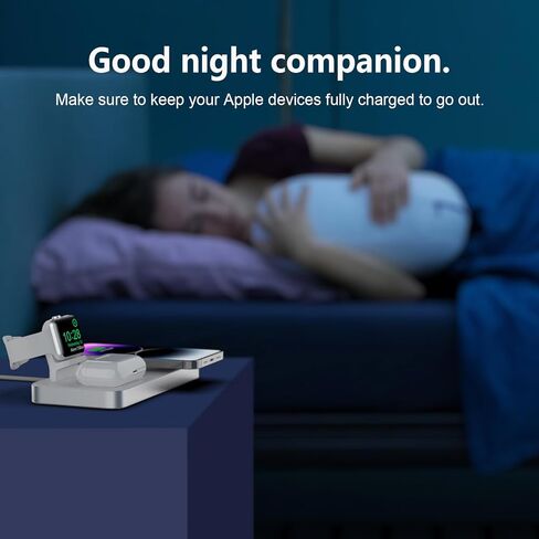 شاحن لاسلكي مغناطيسي، قاعدة شحن لاسلكية 3 في 1 من Boaraino متوافقة مع سلسلة iPhone 15/14/13/12، وساعة Apple 9/8/7/6/SE/5/4/3، وAirPods 2/3/Pro in Kuwait