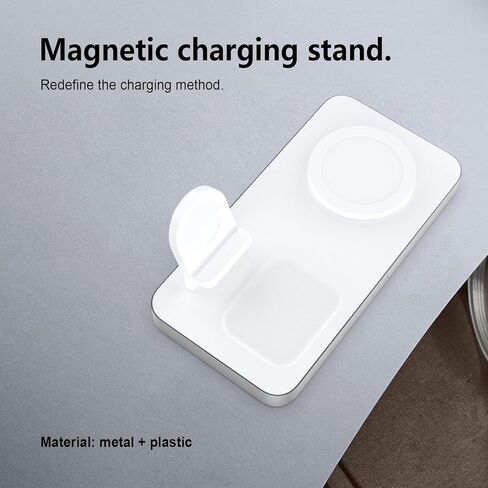 شاحن لاسلكي مغناطيسي، قاعدة شحن لاسلكية 3 في 1 من Boaraino متوافقة مع سلسلة iPhone 15/14/13/12، وساعة Apple 9/8/7/6/SE/5/4/3، وAirPods 2/3/Pro in Kuwait