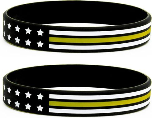 Thin Yellow Line Flag Wristbands (6-pack) - Dispatcher Accessories and Gifts for Police, Fire and Ambulance Dispatchers - 6 Silicone Rubber Bracelets for Men and Women in Kuwait