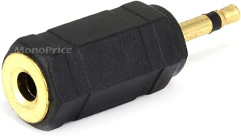 Monoprice 107121 قابس أحادي 2.5 مم إلى محول مقبس أحادي 3.5 مم، مطلي بالذهب، 1.5 × 1.2 × 0.5 بوصة، أسود in Saudi Arabia