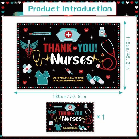 Thank You Nurses Backdrop - Nurses Week Banner Decorations 2024 National Nurses Day Photography Background Nurses Appreciation Week Party Large Banner Decorations Supplies 71 X 45 Inch in Saudi Arabia