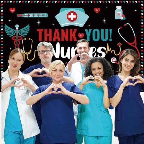 Thank You Nurses Backdrop - Nurses Week Banner Decorations 2024 National Nurses Day Photography Background Nurses Appreciation Week Party Large Banner Decorations Supplies 71 X 45 Inch in Saudi Arabia