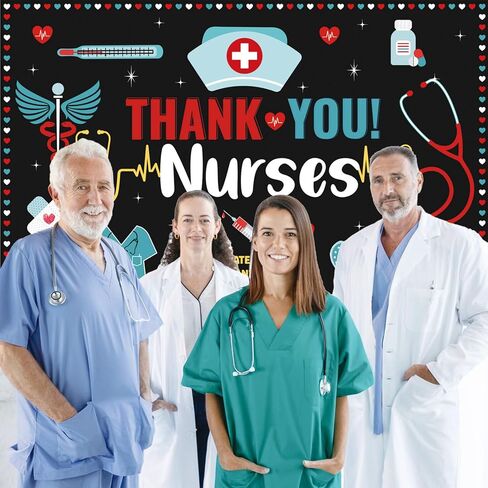 Thank You Nurses Backdrop - Nurses Week Banner Decorations 2024 National Nurses Day Photography Background Nurses Appreciation Week Party Large Banner Decorations Supplies 71 X 45 Inch in Saudi Arabia
