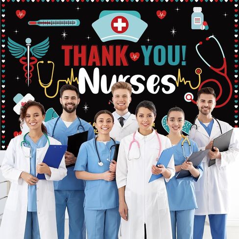 Thank You Nurses Backdrop - Nurses Week Banner Decorations 2024 National Nurses Day Photography Background Nurses Appreciation Week Party Large Banner Decorations Supplies 71 X 45 Inch in Saudi Arabia