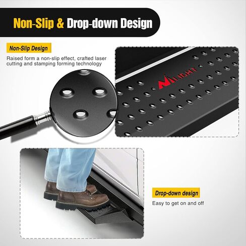 لوحات تشغيل Nilight لـ 2009-2018 Dodge RAM 1500 2019 2020 2021 2022 2023 2024 1500 Classic Quad Cab ثنائي المرحلة محكم أسود مسحوق مطلي بقضبان Nerf جانبية مقاومة للانزلاق، ضمان لمدة عامين in Kuwait