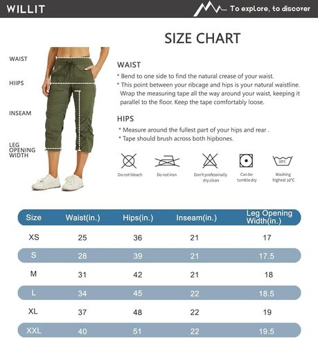 Willit Women's Woven Capris Hiking Travel Pants Striped Workout Drawstring Pants with Pockets Lightweight Quick Dry Shale XL in Saudi Arabia