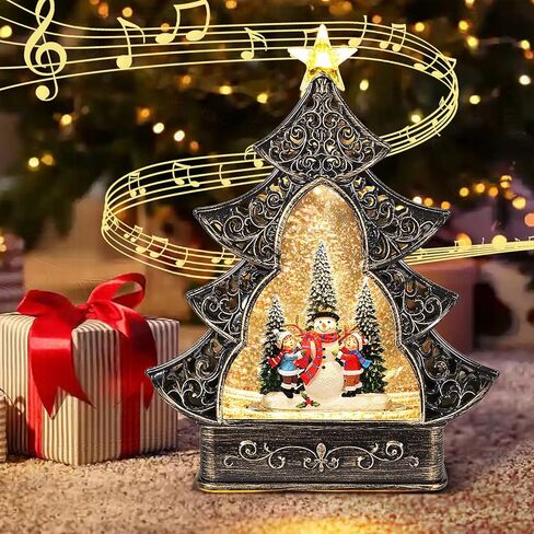 كرات ثلج عيد الميلاد، فانوس عيد الميلاد لشجرة عيد الميلاد المتلألئة مع 8 أغاني موسيقى عيد الميلاد، USB وبطارية تعمل بمؤقت 6 ساعات لعيد الميلاد لديكور عيد الميلاد وهدايا الطاولة الداخلية in Kuwait