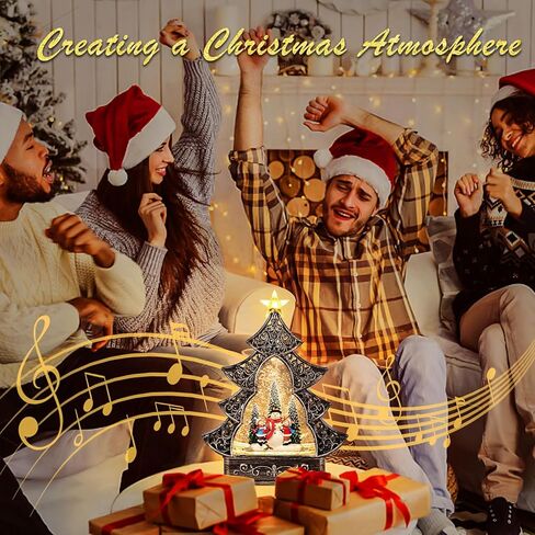 كرات ثلج عيد الميلاد، فانوس عيد الميلاد لشجرة عيد الميلاد المتلألئة مع 8 أغاني موسيقى عيد الميلاد، USB وبطارية تعمل بمؤقت 6 ساعات لعيد الميلاد لديكور عيد الميلاد وهدايا الطاولة الداخلية in Kuwait