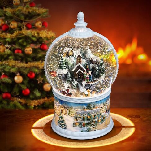 Christmas Lantern Snow Globe, 10.2 Inch High Large Size Christmas Music Box with 6 Hours Timer, Christmas Tree Santa Claus USB & Battery Operated 8 Songs Christmas Lanterns for Table Decor Gift in Saudi Arabia