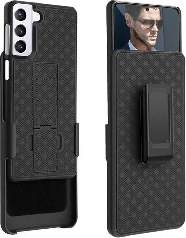 Samsung Galaxy S21 Plus Case, Fingic Galaxy S21 Plus Belt Clip Holster Case Slim Combo Shell with Kickstand Swivel Belt Clip Holster Rugged Protective Cover for Samsung Galaxy S21 Plus 6.7 inch, Black in Saudi Arabia