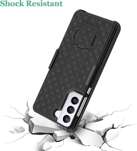 Samsung Galaxy S21 Plus Case, Fingic Galaxy S21 Plus Belt Clip Holster Case Slim Combo Shell with Kickstand Swivel Belt Clip Holster Rugged Protective Cover for Samsung Galaxy S21 Plus 6.7 inch, Black in Saudi Arabia