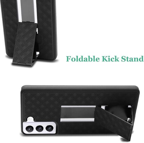 Samsung Galaxy S21 Plus Case, Fingic Galaxy S21 Plus Belt Clip Holster Case Slim Combo Shell with Kickstand Swivel Belt Clip Holster Rugged Protective Cover for Samsung Galaxy S21 Plus 6.7 inch, Black in Saudi Arabia