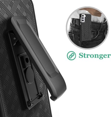 Samsung Galaxy S21 Plus Case, Fingic Galaxy S21 Plus Belt Clip Holster Case Slim Combo Shell with Kickstand Swivel Belt Clip Holster Rugged Protective Cover for Samsung Galaxy S21 Plus 6.7 inch, Black in Saudi Arabia
