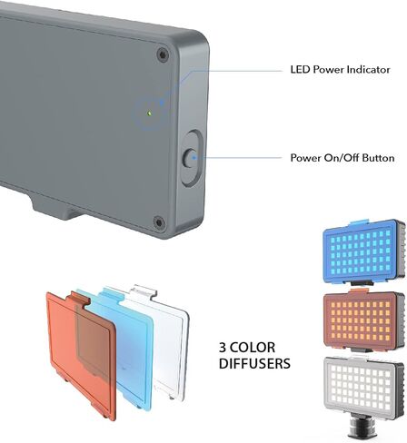 DigiPower GoViral - InstaFame - مصباح فيديو LED مدمج للغاية 50 (3.5 وات) يتميز بـ 350 لومن، 3 مستويات سطوع قابلة للتعديل تتضمن محول الهاتف والكاميرا، 3 موزعات ألوان وكابل Micro USB in Kuwait