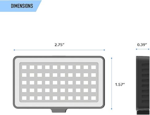 DigiPower GoViral - InstaFame - مصباح فيديو LED مدمج للغاية 50 (3.5 وات) يتميز بـ 350 لومن، 3 مستويات سطوع قابلة للتعديل تتضمن محول الهاتف والكاميرا، 3 موزعات ألوان وكابل Micro USB in Kuwait