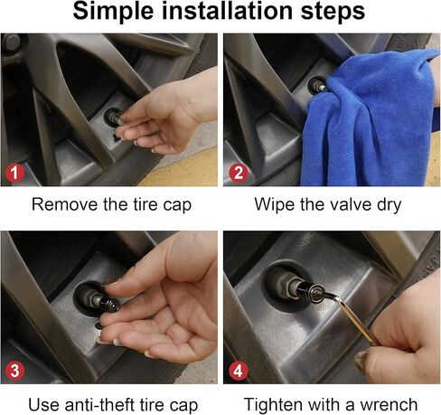 غطاء صمام الإطارات SINGARO، 4 قطع من سبائك الألومنيوم للسيارة بتصميم مضاد للسرقة، ملحقات غطاء الإطارات، عالمية للسيارة وسيارات الدفع الرباعي والدراجات النارية والدراجات (فضي) in Kuwait