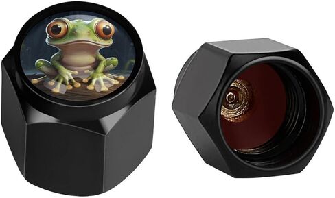 Cute Frog Tire Valve Stem Caps, Aluminum Black Stem Tire Valve Caps Universal Stem Covers for Cars, SUVs, Trucks, Bikes, Motorcycles, Bicycles (4 Pack) in Kuwait