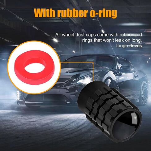 4 PCS Tire Valve Stem Caps, Leakproof Car Tire Air Valve Stem Covers with Rubber Ring, Corrosion Resistant Auto Tire Valve Stem Cap Cover, Universal Vehicle Accessories (Red, Footprint) in Kuwait
