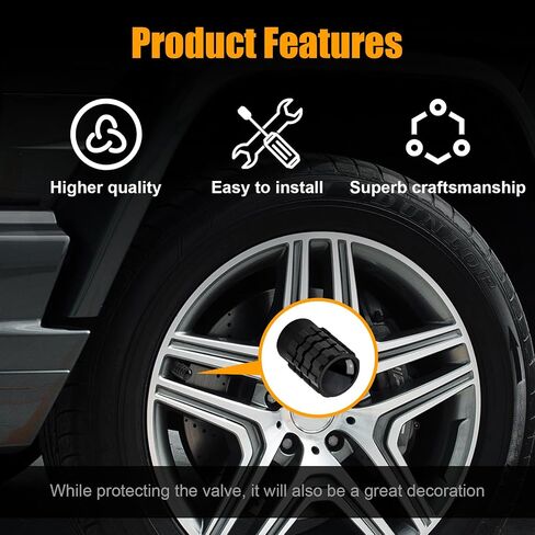 4 PCS Tire Valve Stem Caps, Leakproof Car Tire Air Valve Stem Covers with Rubber Ring, Corrosion Resistant Auto Tire Valve Stem Cap Cover, Universal Vehicle Accessories (Red, Footprint) in Kuwait