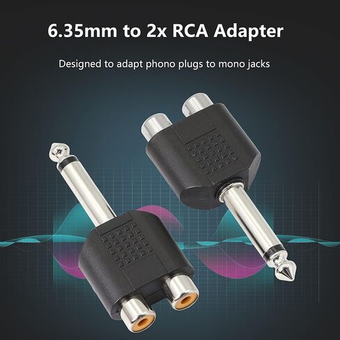 GELRHONR 6.35 ملم مونو 1/4 بوصة ذكر إلى RCA الفاصل، مقبس ستيريو Gelrhonr ذكر إلى RCA أنثى محول-5PCS in Saudi Arabia