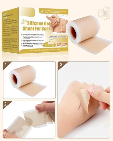 أوراق الندبات المصنوعة من السيليكون (1.6 بوصة × 60 بوصة)، لفافة شريط الندبات، شرائط الندبات الطبية، أوراق إزالة الندبات من السيليكون للقسم القيصري، الحروق، شد البطن، وشفاء الجدرة in Kuwait