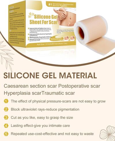 أوراق الندبات المصنوعة من السيليكون (1.6 بوصة × 60 بوصة)، لفافة شريط الندبات، شرائط الندبات الطبية، أوراق إزالة الندبات من السيليكون للقسم القيصري، الحروق، شد البطن، وشفاء الجدرة in Kuwait