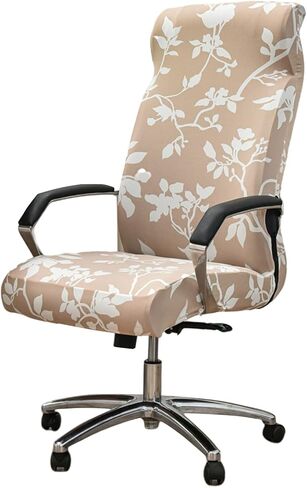 Stretch Office Chair Cover with Zipper Printed Computer Chair Cover for Armrest Chair Universal Removable Spandex Rotating Boss Chair Slipcovers Soft Desk Chair Seat Protector for Dogs, Cats (L, 36) in Kuwait