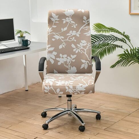 Stretch Office Chair Cover with Zipper Printed Computer Chair Cover for Armrest Chair Universal Removable Spandex Rotating Boss Chair Slipcovers Soft Desk Chair Seat Protector for Dogs, Cats (L, 36) in Kuwait