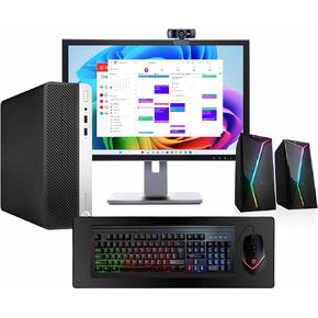 HP 400G5 ProDesk Desktop PC | Windows 11 Pro | Intel i5-8500 | 16GB RAM - 250GB NVME + 500GB SSD | 22" Monitor | RGB Speakers | 2K Webcam | AX200 WiFi + BT | Mousepad | Office Computer (Renewed)