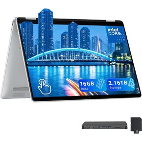 HP OmniBook 5 Flip 2-in-1 14" 2K Touchscreen Laptop, Intel 7 150U, 16GB LPDDR5, 1.16TB Storage(1TB SSD+160GB Docking Station Set), Intel Graphics, Backlit Keyboard, Wi-Fi 6E, Windows 11, Silver