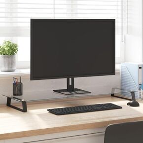 Stand Sleek Monitor Stand للحصول على بيئة العمل المحسّنة والتنظيم ، وتصميم الزجاج والمعادن المقسى ، 39.4 "× 13.8" × 3.1 "