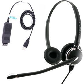 Noise Cancel Mic USB Headset for MS Lync, Skype, Cisco Jabber, Avaya One-X Agent. Built in Plug N Play USB Technology Compatible with Plantronics QD