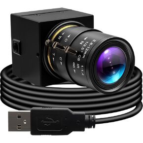 1080P USB Camera with 2.8-12mm Varifocal Lens, 0.01Lux Low Light Webcam H.264 IMX323 Computer Camera for Video Conference, Plug & Play for Windows/Linux/Mac