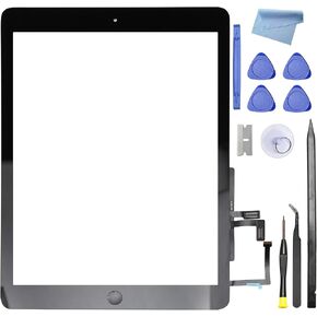 Screen Replacement for Ipad 5th - Digitizer Replacement Parts Kits for Ipad 5th Gen Generation 2017 9.7 Inch Model A1822 A1823 with Home Button & Repair Tools (Black)