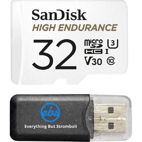 SanDisk 32GB High Endurance Video Monitoring Card (SDSDQQ-032G-G46A) Bundle for Dashcam and Surveillance Video with Adapter with (1) Everything but Stromboli (TM) Card Reader