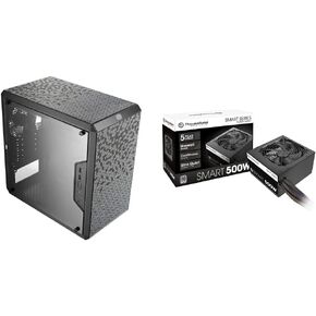 Thermaltake Smart 500W 80+ White Certified PSU, Continuous Power with 120mm Cooling Fan & Cooler Master MCB-Q300L-KANN-S00 MasterBox Matx Tower w/Magnetic Design Dust Filter,Black