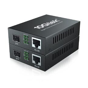 1.25G SFP Fiber to Ethernet RJ45 Converter, Gigabit Ethernet Media Converter, Auto-Negotiation, Pack of 2