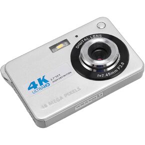 ZJchao 4K Digital Camera 48MP HD 2.7 Inch Screen 8X Zoom Autofocus Auto Beauty Anti Shake Travel Camera with Fill Light (Silver)