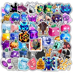 60pcs Blox Sticker Fruits Vinyl Sticker Game for Water Bottle Cup Laptop Guitar Motorcycle Bike Skateboard Luggage Box Decal Vinyl Waterproof