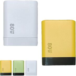 Tobrbes 3 in 1 Gan Charger, Retractable 80w Max, 80 Watt All in One Charger, Scalable 80w Max Fast Chargers Module with Type-C Cable and 2 USB Ports (Yellow)