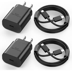 Type C Charger Fast Charging, 2 Pack 25W USB C Wall Charger Fast Charging Block with 6FT Type C Charging Cable Compatible for Galaxy S25/S25+/S25 Ultra/S24/S24+/S24 Ultra/S23/S22, iPhone 16 15 Pro Max