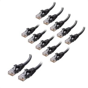 Cable Matters 10Gbps Snagless Short Cat 6 Ethernet Cable 7 ft (Cat 6 Cable) in Black & 10-Pack in Black
