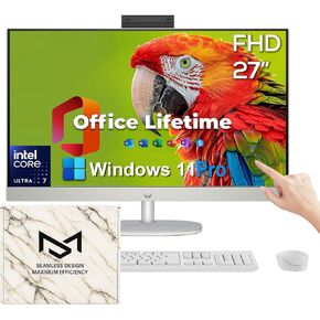 HP 27" FHD Touchscreen Business All-in-One Desktop Computer • w/Lifetime Office • Intel 12-core Ultra 7 155U (Beats i7 1355U) • Wireless KB & Mouse • WiFi 6 • Windows 11 Pro(32 GB RAM • 1 TB SSD)