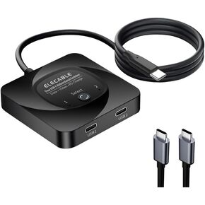 USB Type C Switch, Bi-Direction 2 in 1 or 1 in 2 Out Switcher, 8K@60Hz Video / 10Gbps Data Transfer Compatible with Thunderbolt Type C Device