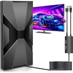 2025 Upgraded TV Antenna Indoor,2200+ Miles Range Antenna Indoor,HDTV Smart TV, Outdoor Clear Digital Antenna with 4K 1080p Support-38ft Coax Cable