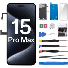for iPhone 15 Pro Max Screen Replacement with Earspeaker Flex Cable 6.7" 3D Touch LCD Display Digitizer Full Assembly Front Glass Repair Ambient Light Sensor Fix Tools Kit A3106 A2849 A3105